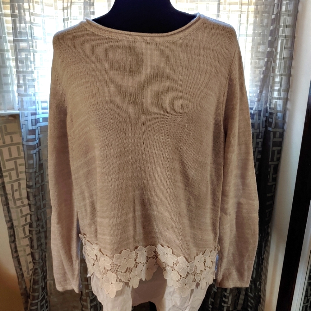 AB studio Crochet Trim Sweater -L